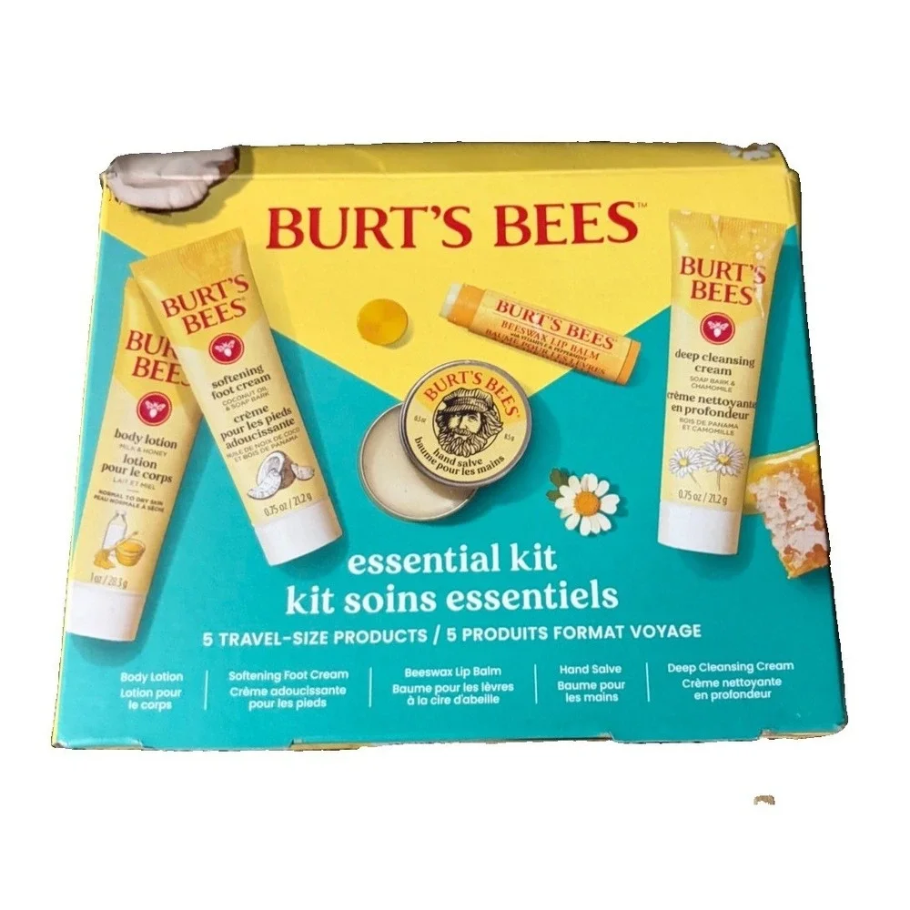One Burt's Bees Essential Kit that includes five travel size skin care products